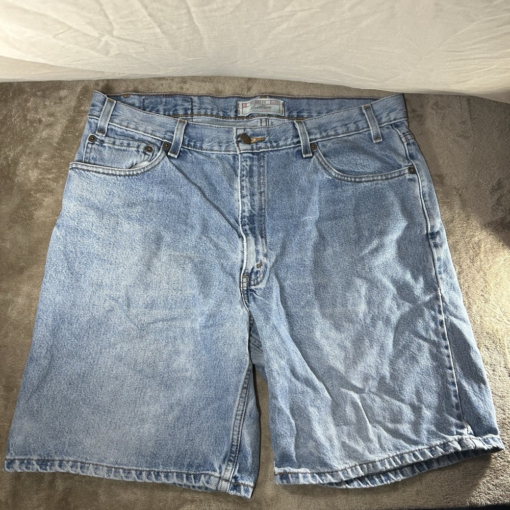 Levi Strauss Signature Men's Denim Shorts Size 36 Relaxed Fit Light Wash